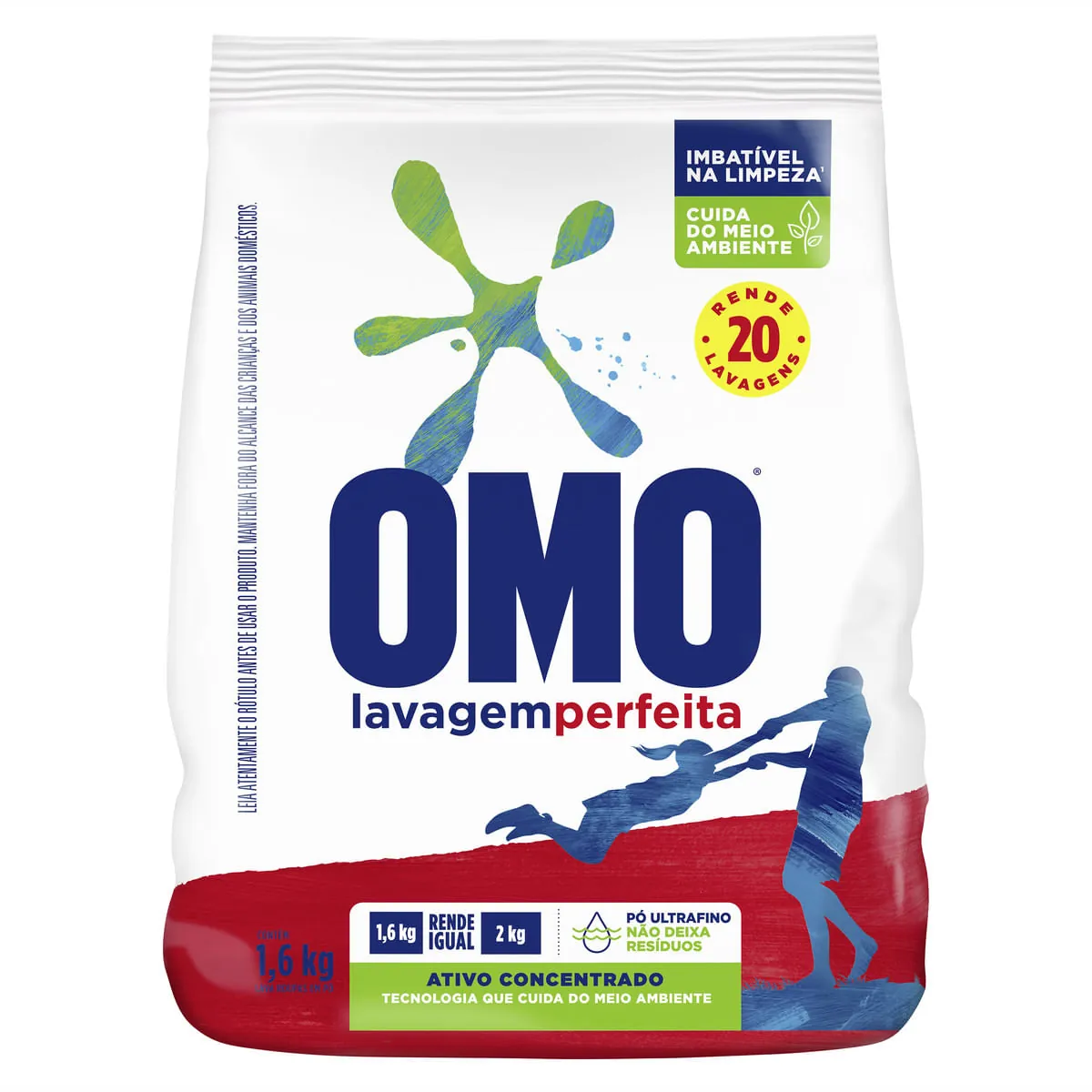 Lava-Roupas Pó Omo Lavagem Perfeita Pacote 1,6 kg