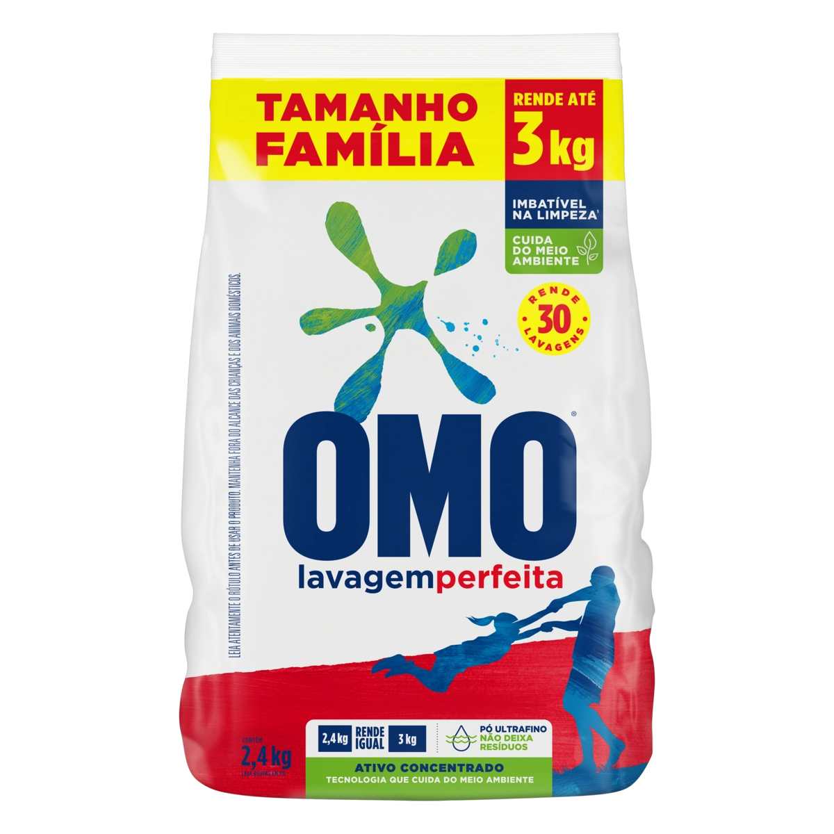 Lava Roupas Pó Omo Lavagem Perfeita Pacote 2,4kg Tamanho Família