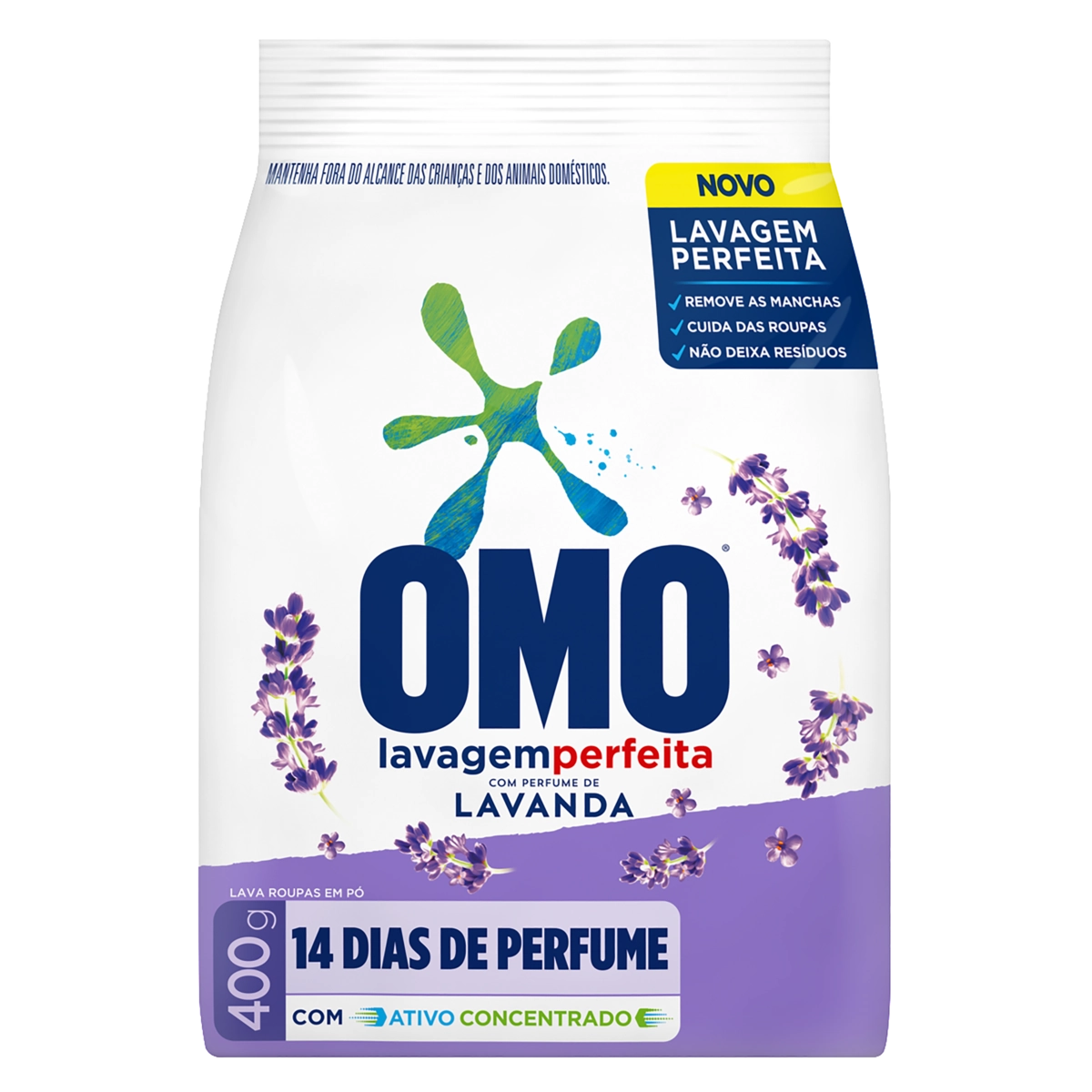 Lava Roupas Pó Lavanda Omo Lavagem Perfeita Pacote 400g