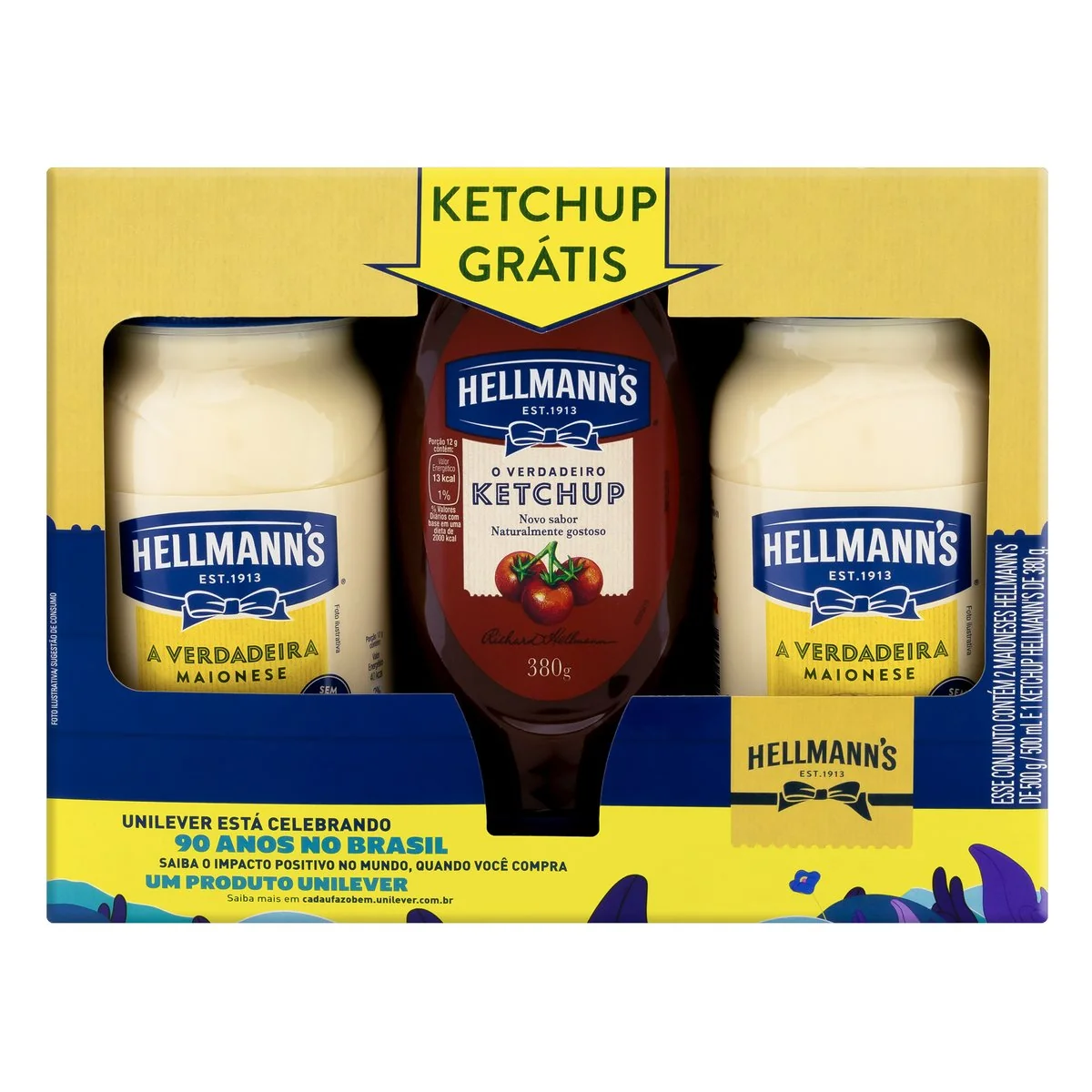 Kit 2 Maioneses Hellmanns 500g Cada Grátis Ketchup 380g