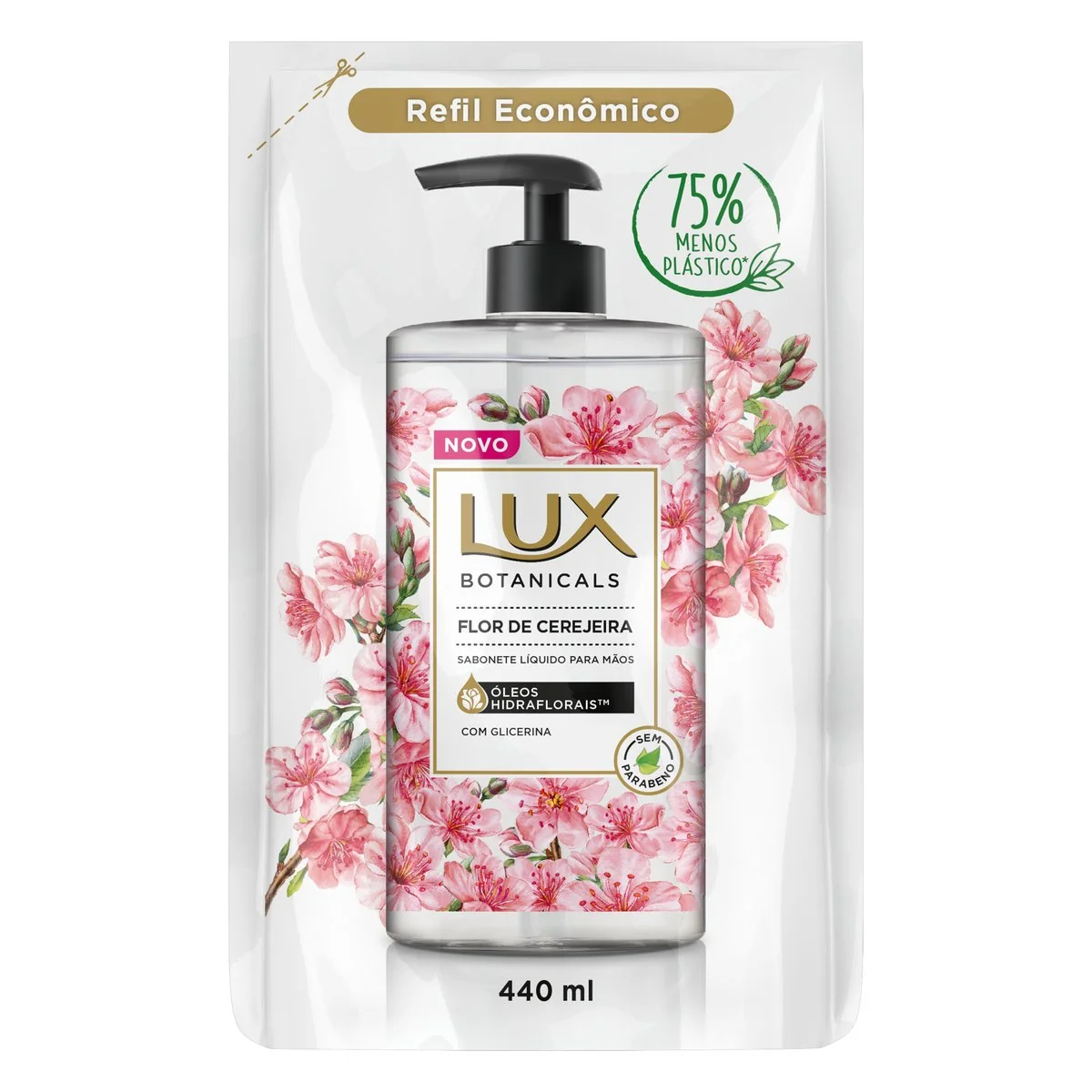 Sabonete Líquido Para As Mãos Flor De Cerejeira Lux Botanicals Sachê 440ml Refil Econômico
