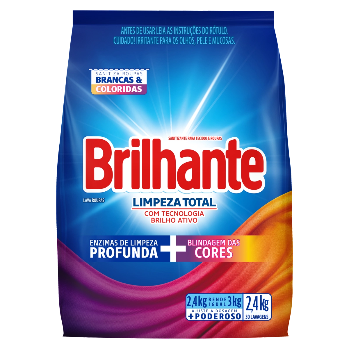 Lava Roupas Pó Roupas Brancas E Coloridas Brilhante Limpeza Total Pacote 2,4kg Tamanho Família
