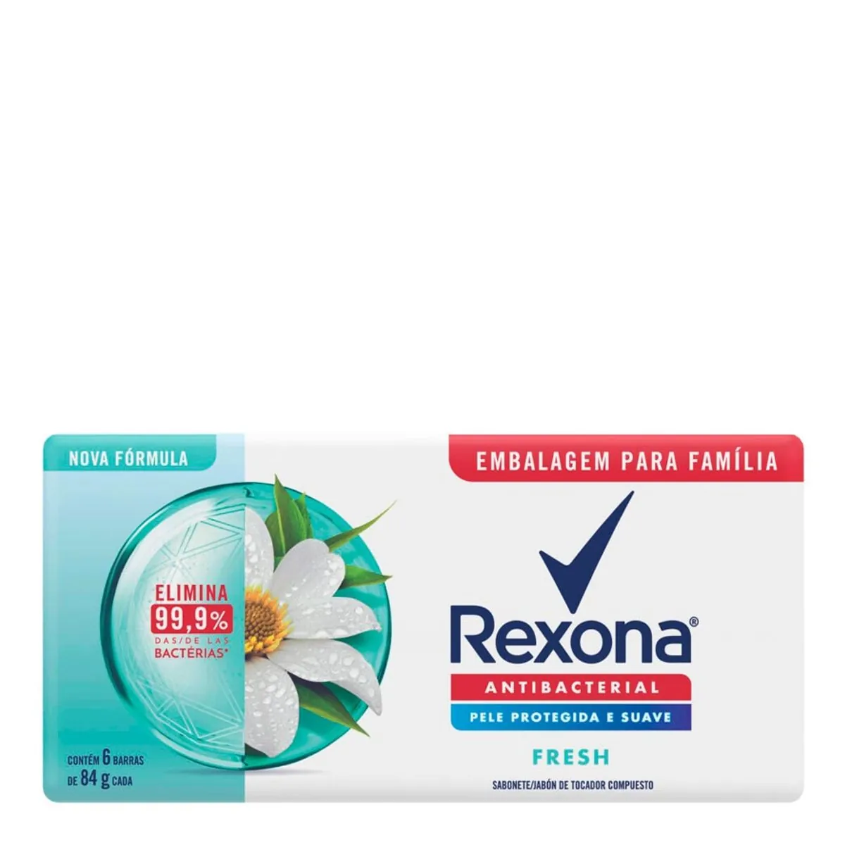 Sabonete em Barra Rexona Antibacteriano Fresh Elimina até 99,9% das Bactérias 84 g 6 unidades