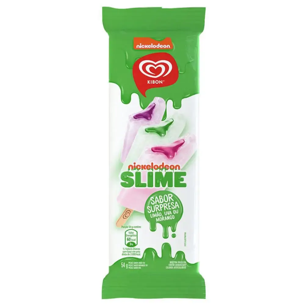Picolé Surpresa Nickelodeon Slime Kibon Pacote 54g