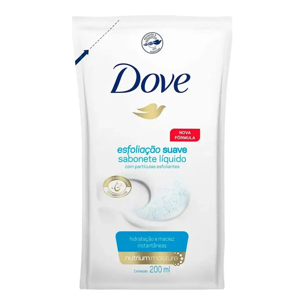 Sabonete Líquido Esfoliação Suave Dove Sachê 200ml Refil
