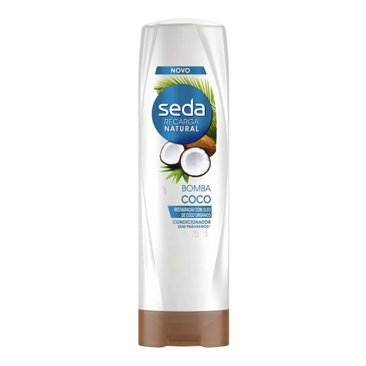 Condicionador Restauração com Óleo de Coco Orgânico Seda Recarga Natural Bomba Coco Frasco 325 ml