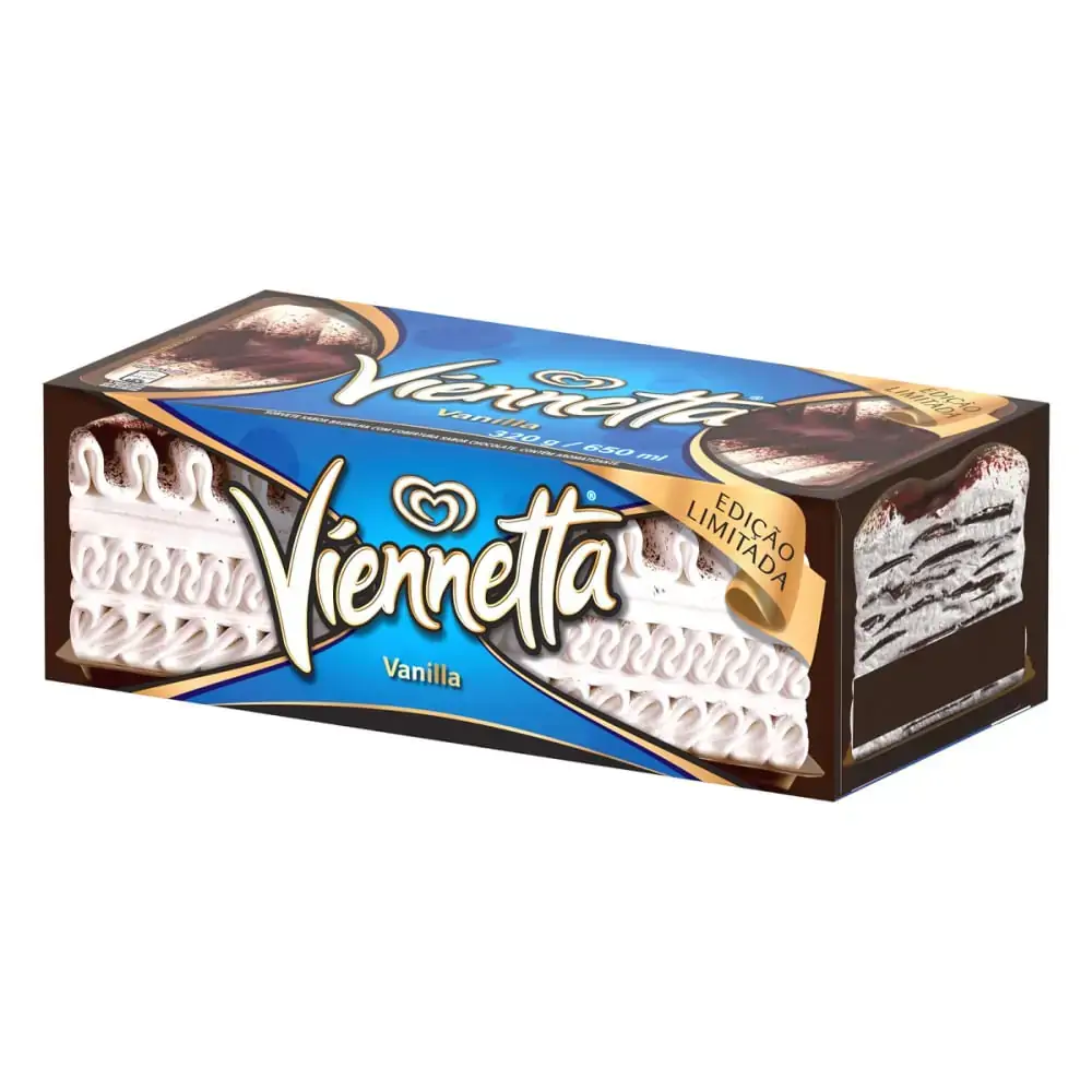 Sorvete Baunilha Cobertura Chocolate Kibon Viennetta Caixa 650ml