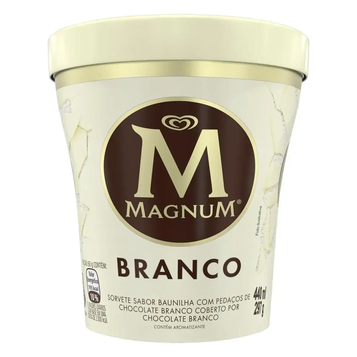 Sorvete Chocolate Branco Magnum Pote 440ml