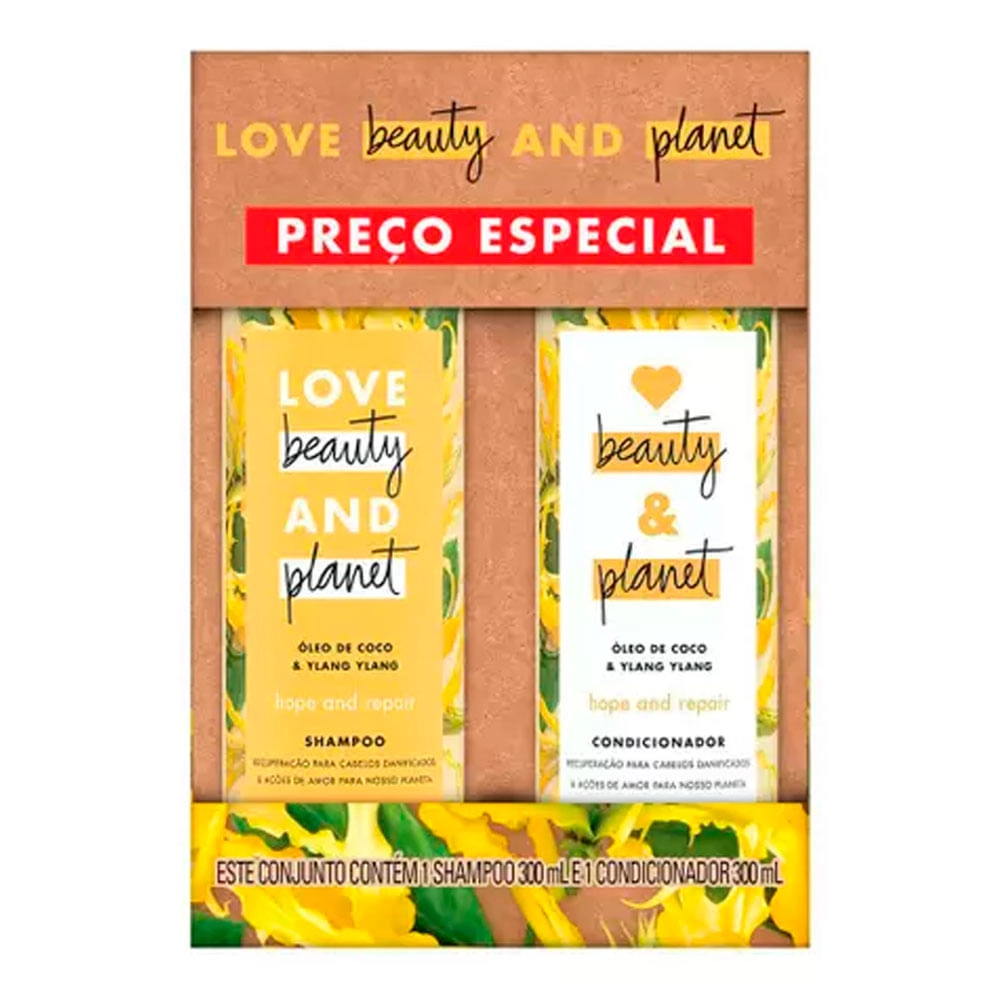 Kit Shampoo Condicionador Love Beauty Planet Hope And Repair 300ml Cada Preço Especial