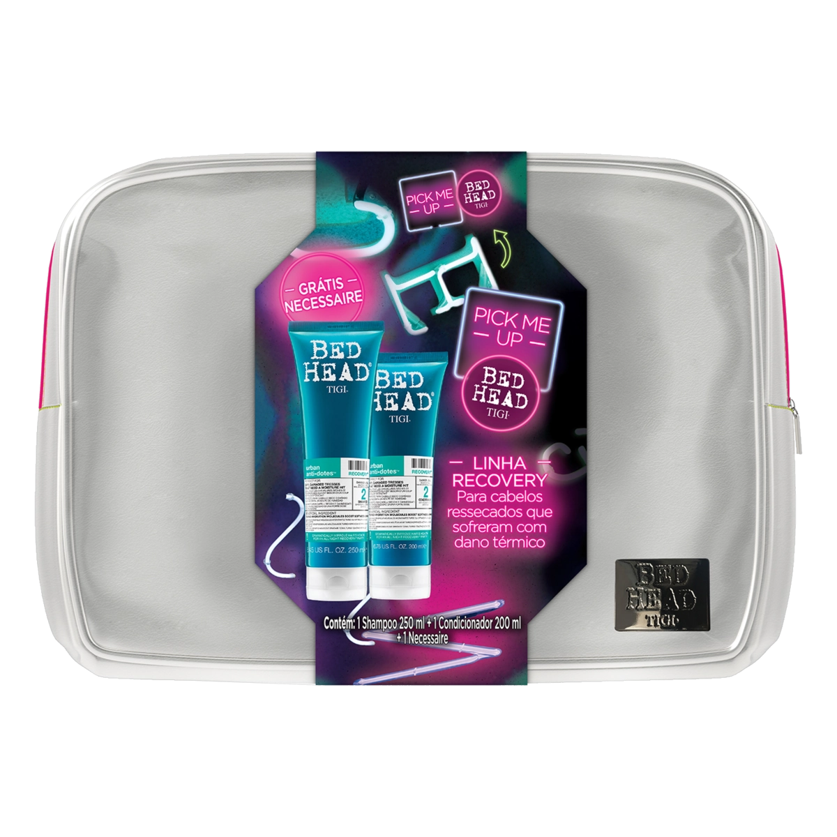 Kit Shampoo 250ml Condicionador 200ml Bed Head Tigi Urban Anti Dotes Recovery Grátis Nécessaire