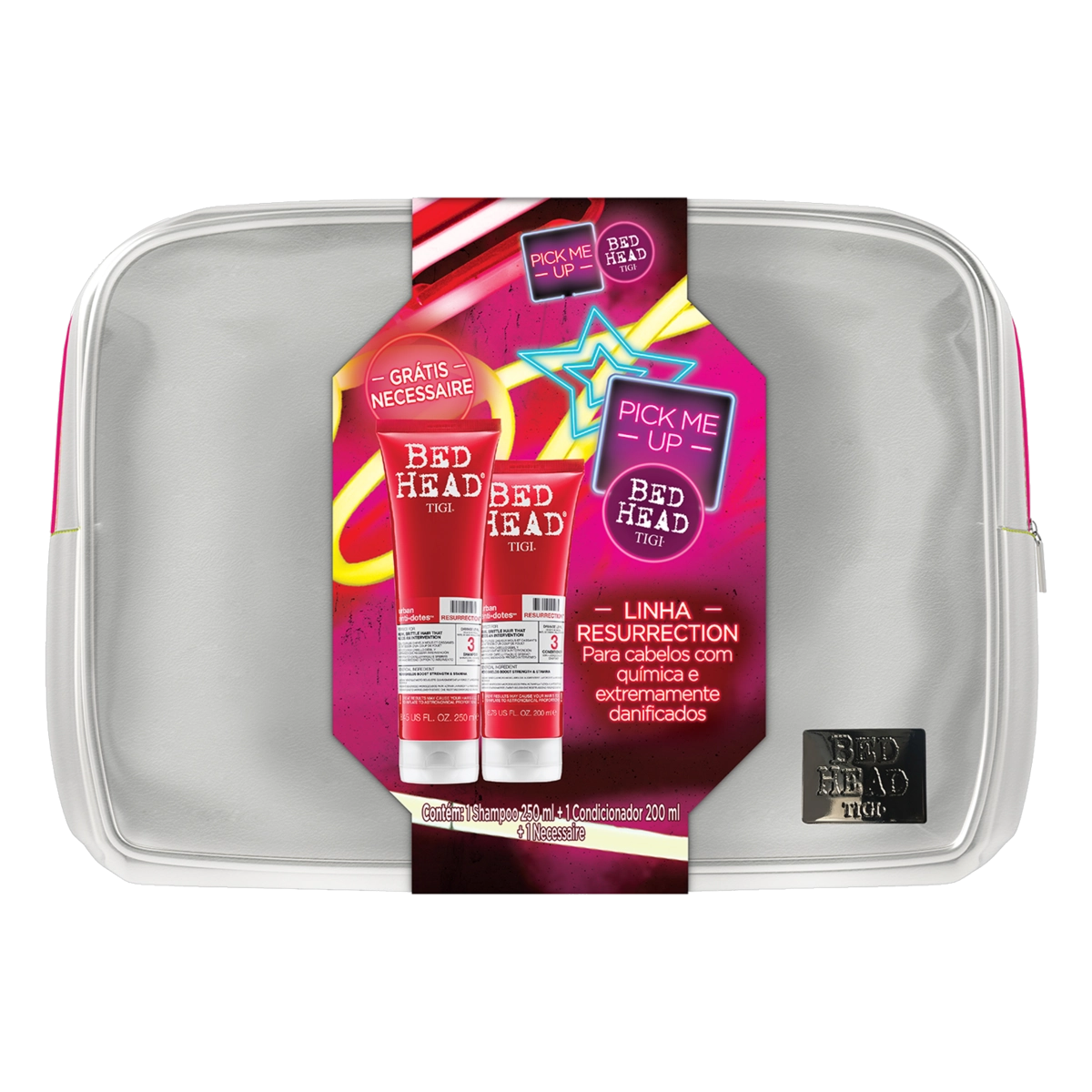 Kit Shampoo 250ml Condicionador 200ml Bed Head Tigi Urban Anti Dotes Resurrection Grátis Nécessaire
