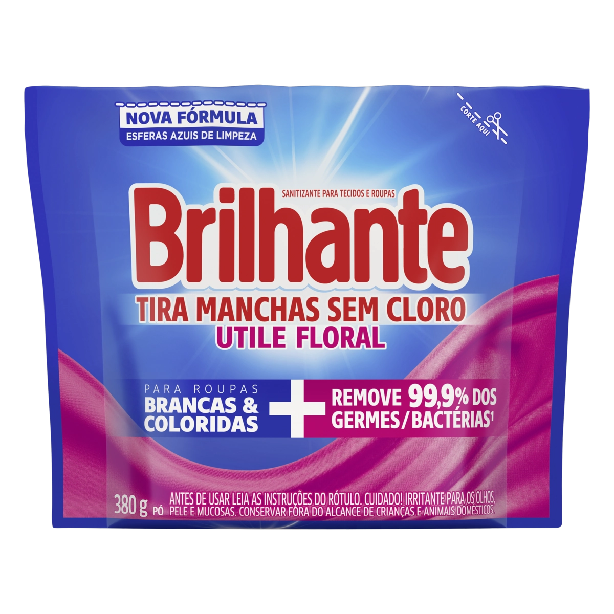 Tira Manchas Pó Roupas Brancas E Coloridas Floral Brilhante Utile Pacote 380g