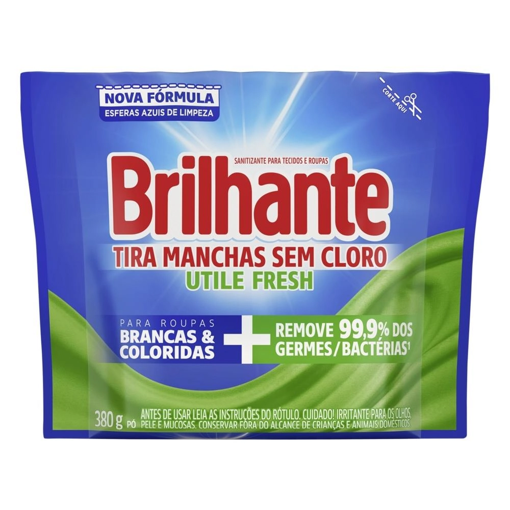 Tira Manchas Pó Roupas Brancas E Coloridas Fresh Brilhante Utile Pacote 380g