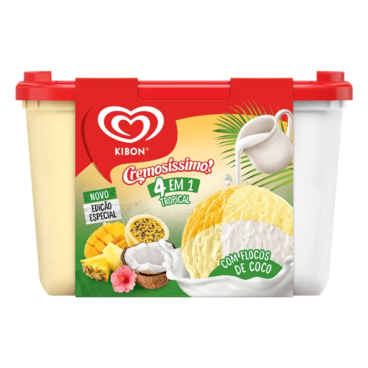 Sorvete 4 em 1 Tropical Kibon Cremosíssimo Pote 2l