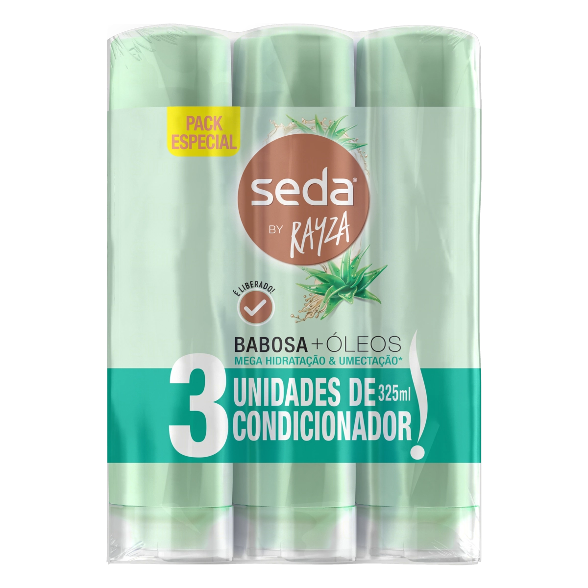 Pack Condicionador Seda Babosa E óleos By Rayza Frasco 3 Unidades 325ml Cada