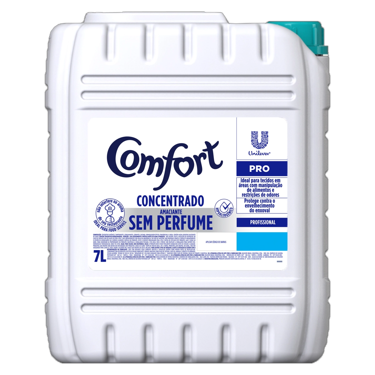 Amaciante De Roupa Concentrado Sem Perfume Comfort Pro Galão 7l