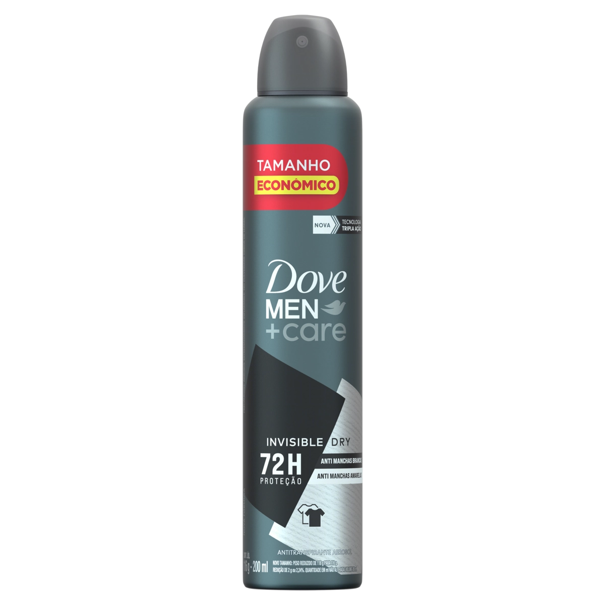 Antitranspirante Aerossol Invisible Dry Dove Men Care 200ml Spray Tamanho Econômico