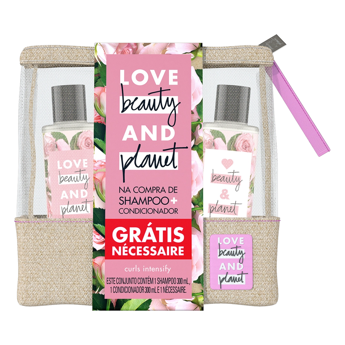 Kit Shampoo Condicionador Love Beauty Planet Curls Intensify 300ml Cada Grátis Nécessaire