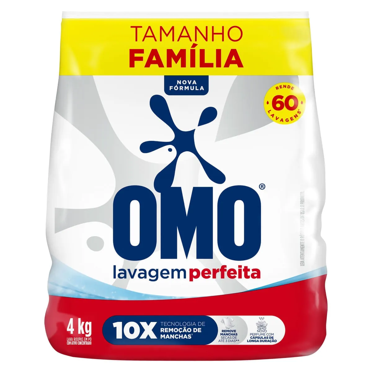 Lava Roupas em Pó Omo Lavagem Perfeita Pacote Tamanho Família 4Kg