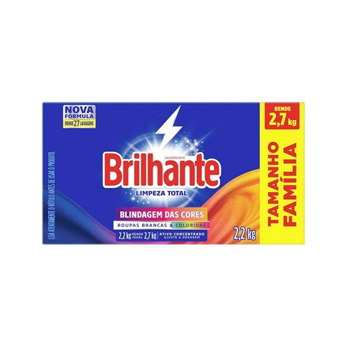 Lava Roupas Em Pó BRILHANTE Limpeza Total Caixa 2,2Kg