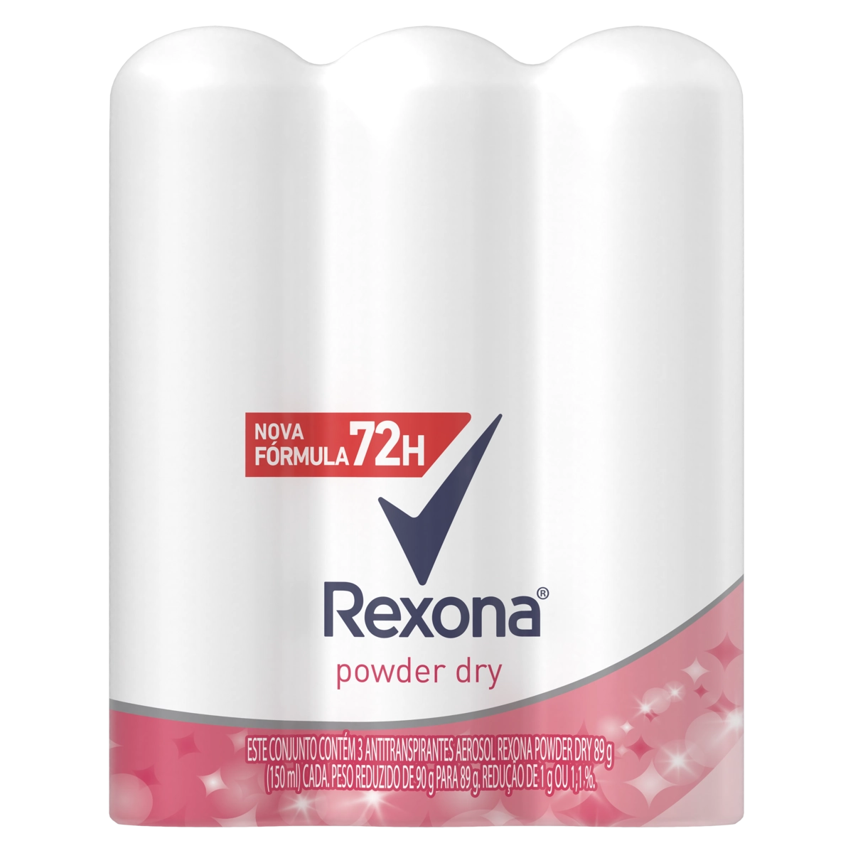Pack Antitranspirante Aerossol Powder Dry Rexona 3 Unidades 150ml Cada Spray