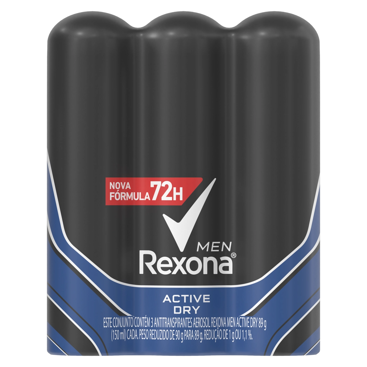 Pack Antitranspirante Aerossol Active Dry Rexona Men 3 Unidades 150ml Cada Spray