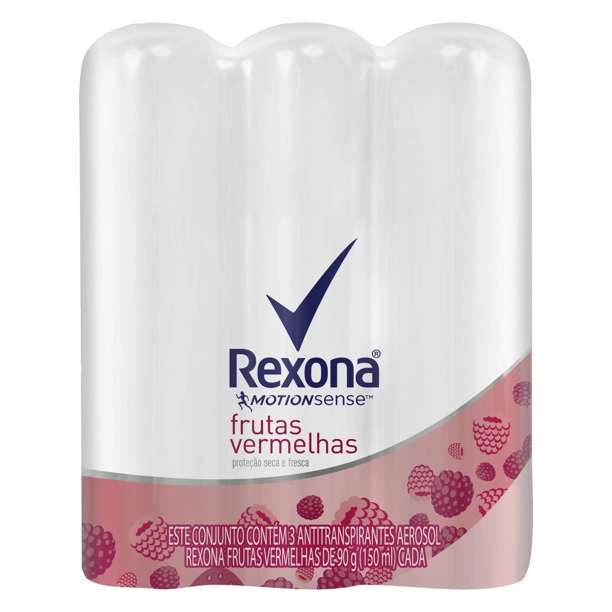 Pack Antitranspirante Aerossol Frutas Vermelhas Rexona 3 Unidades 150ml Cada Spray