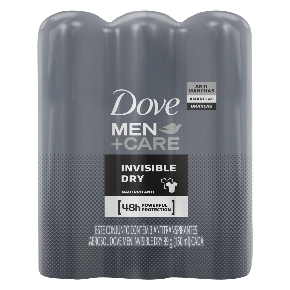 Pack Antitranspirante Aerossol Invisible Dry Dove Men Care 3 Unidades 150ml Cada Spray