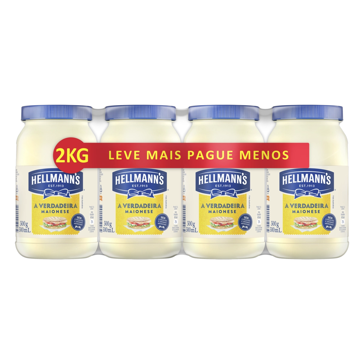 Pack Maionese Hellmanns Pote 2kg 4 Unidades Leve Mais Pague Menos