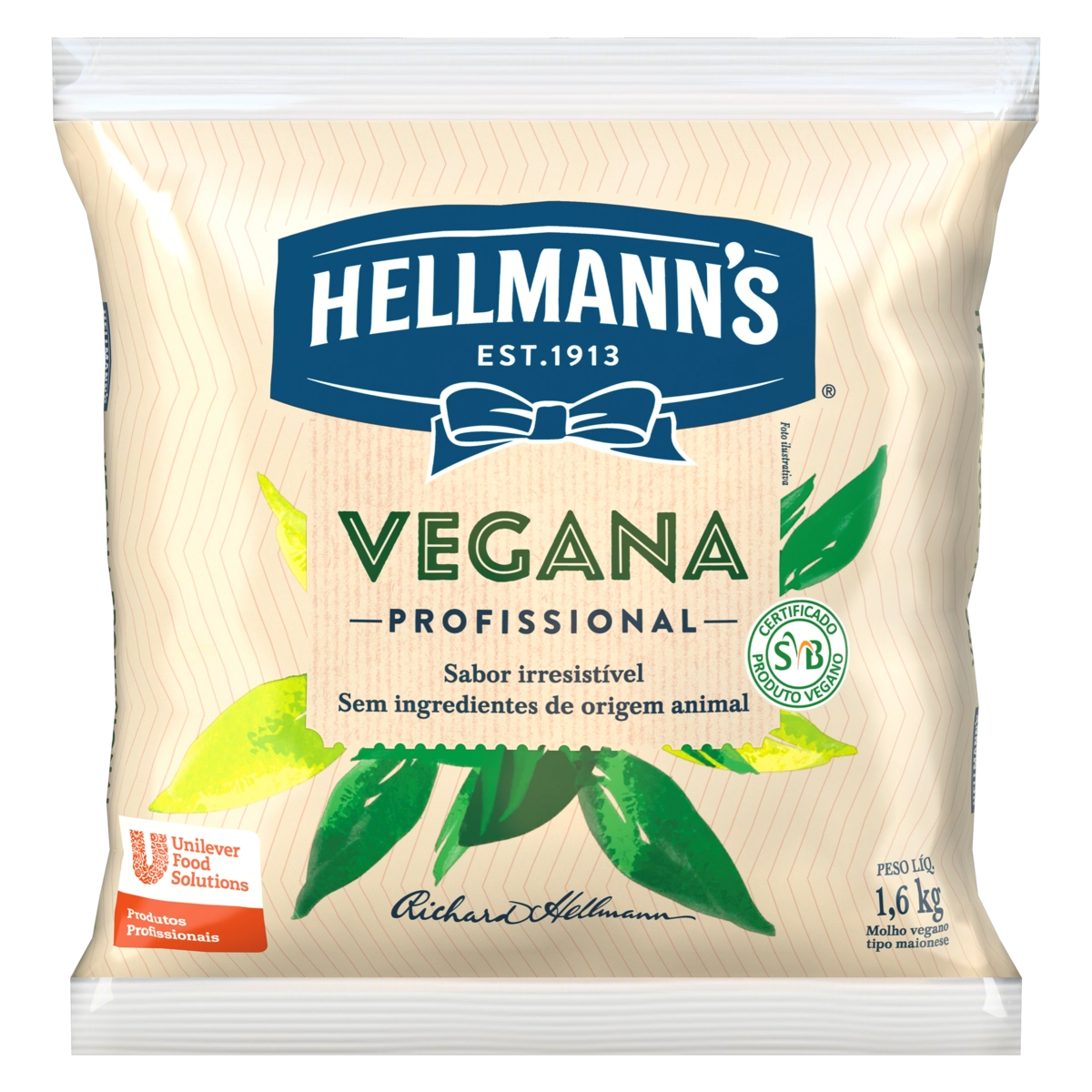Molho Tipo Maionese Vegano Hellmanns Profissional Pacote 1,6kg