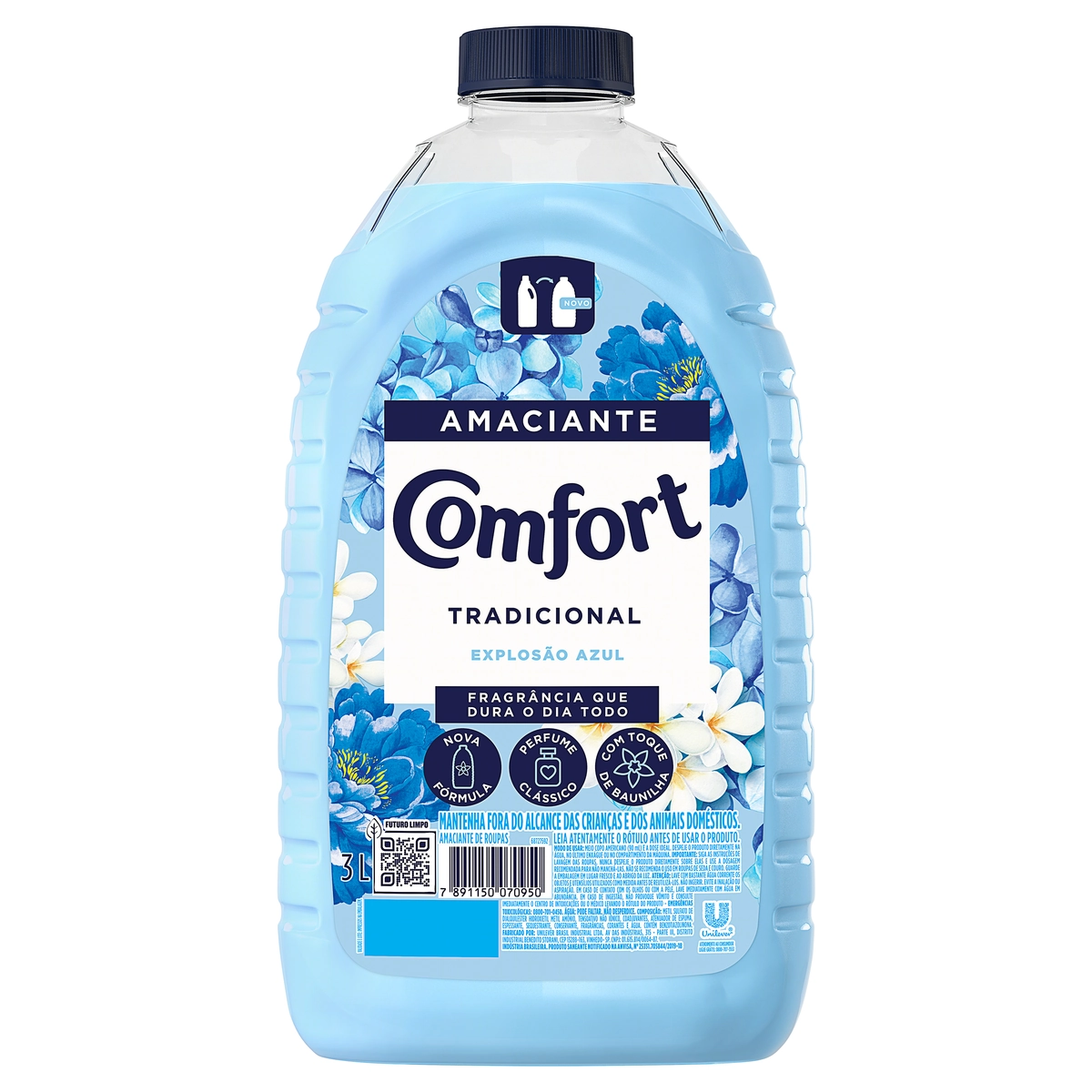 Amaciante De Roupa Diluído Explosão Azul Comfort Frasco 3l