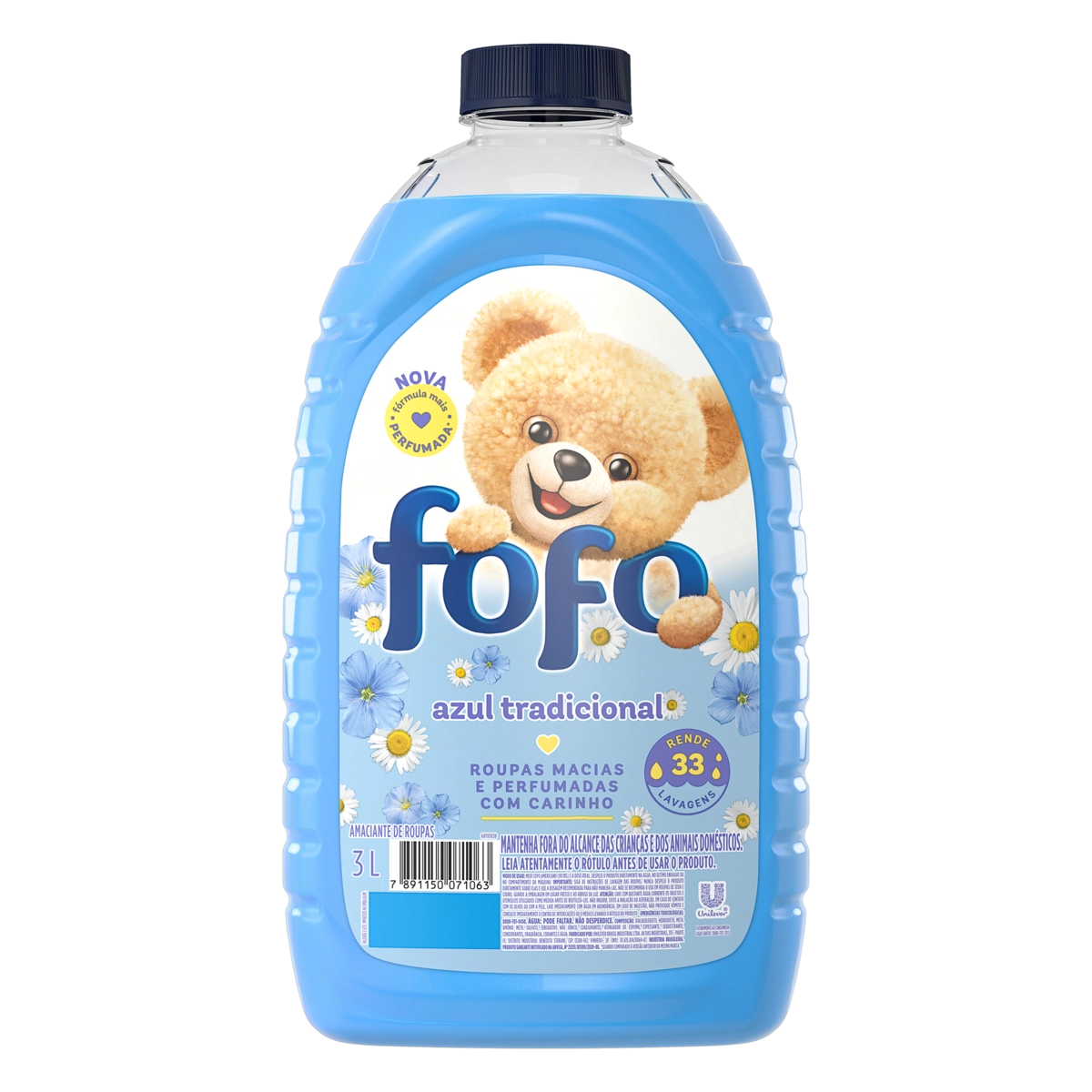 Amaciante De Roupa Diluído Azul Tradicional Fofo Frasco 3l