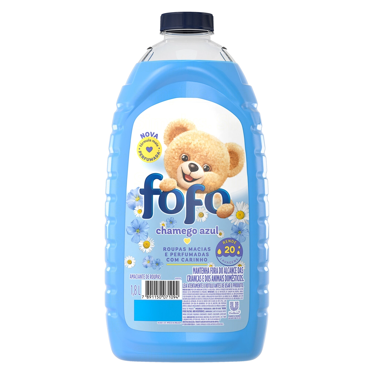 Amaciante De Roupa Diluído Chamego Azul Fofo Frasco 1,8l