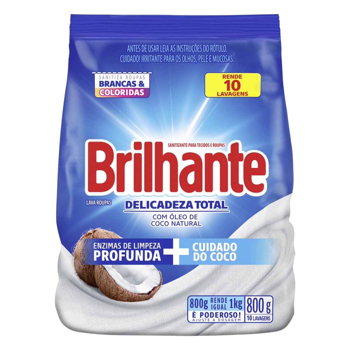 Lava-Roupas Em Pó BRILHANTE Coco Pacote 800g