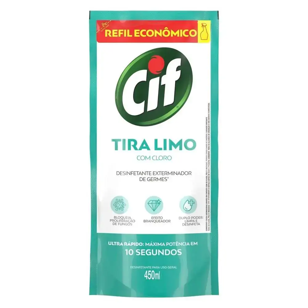 Desinfetante Tira Limo Cif Ultra Rápido Sachê 450ml Refil Econômico