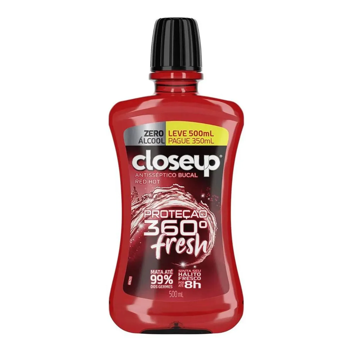 Enxaguante Bucal Antisséptico Zero álcool Red Hot Closeup Proteção 360° Fresh Frasco Leve 500ml Pagu
