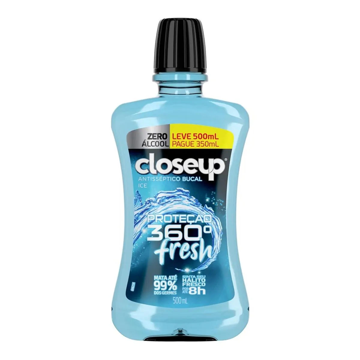 Enxaguante Bucal Antisséptico Zero álcool Ice Closeup Proteção 360° Fresh Frasco Leve 500ml Pague 35
