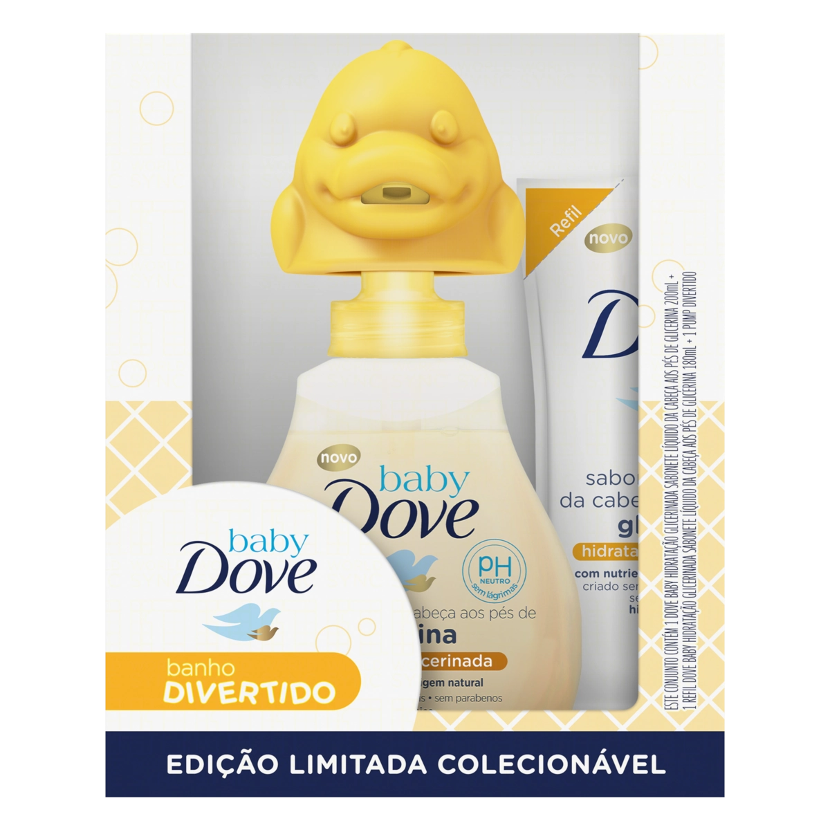 Kit Sabonete Líquido Hidratação Glicerinada Da Cabeça Aos Pés 200ml Refil 180ml Patinho Dove Baby