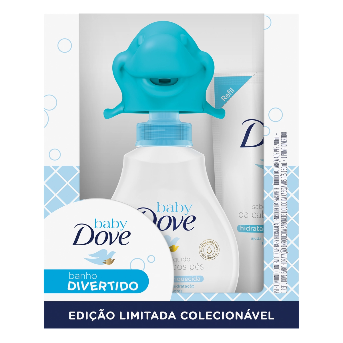 Kit Sabonete Líquido Hidratação Enriquecida Da Cabeça Aos Pés 200ml Refil 180ml Golfinho Dove Baby