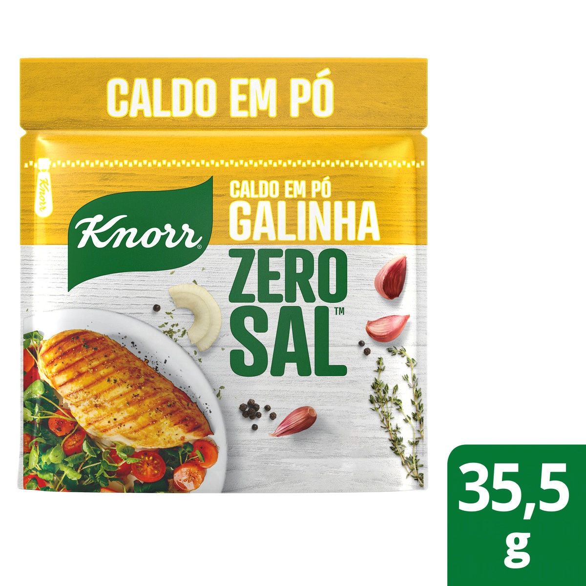 Caldo em Pó Galinha Zero Sal Knorr Pouch 37,5g