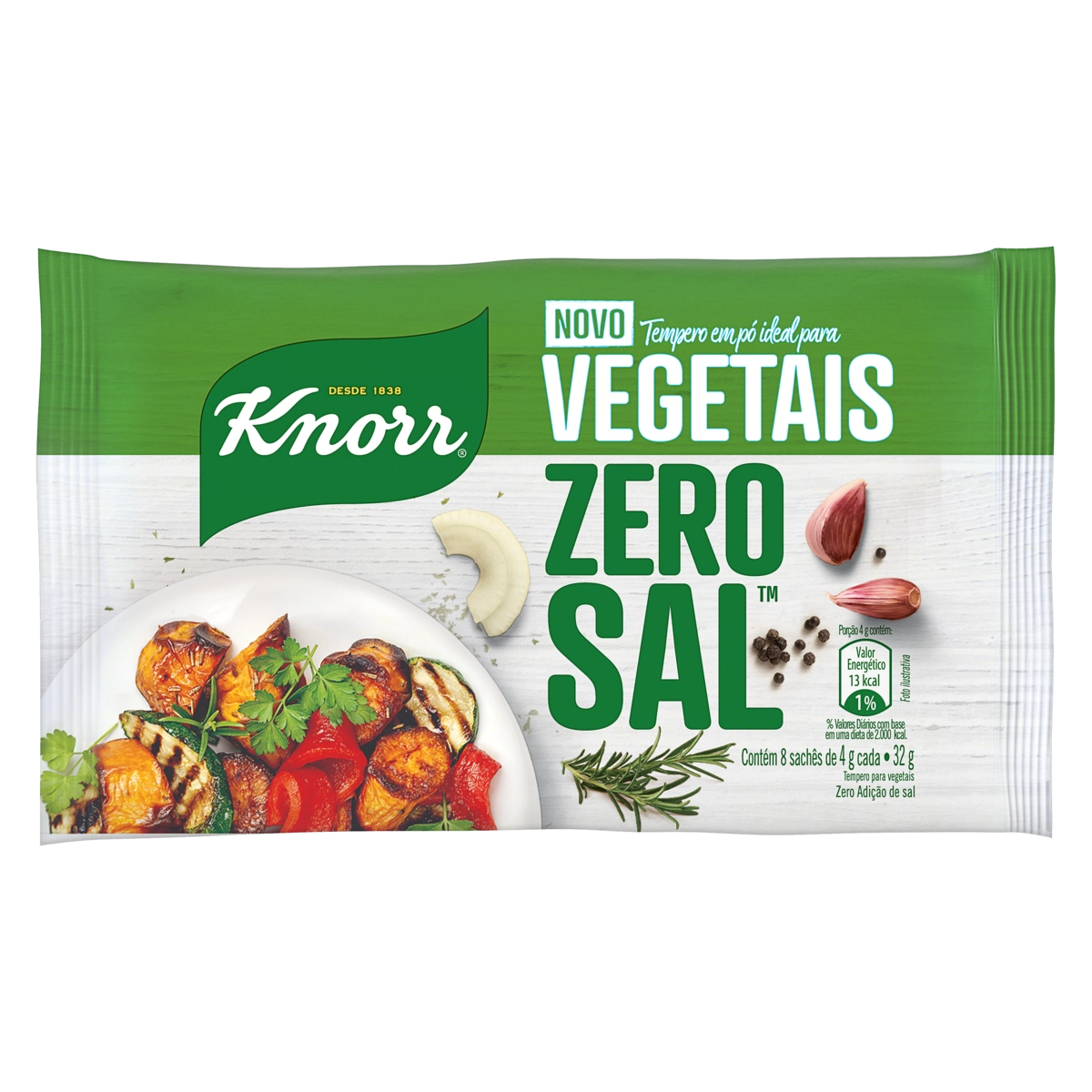 Tempero em Pó Vegetais Zero Sal Knorr Pacote 32g 8 Unidades