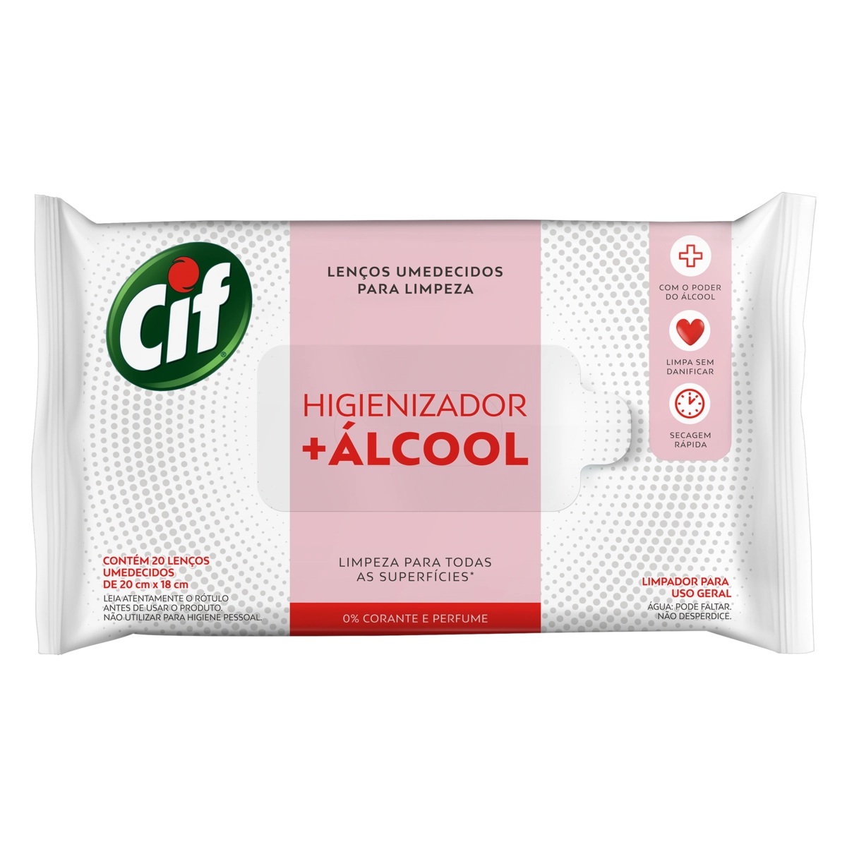 Limpador CIF Lenços Umedecidos Higienizador +Álcool 20 Unidades