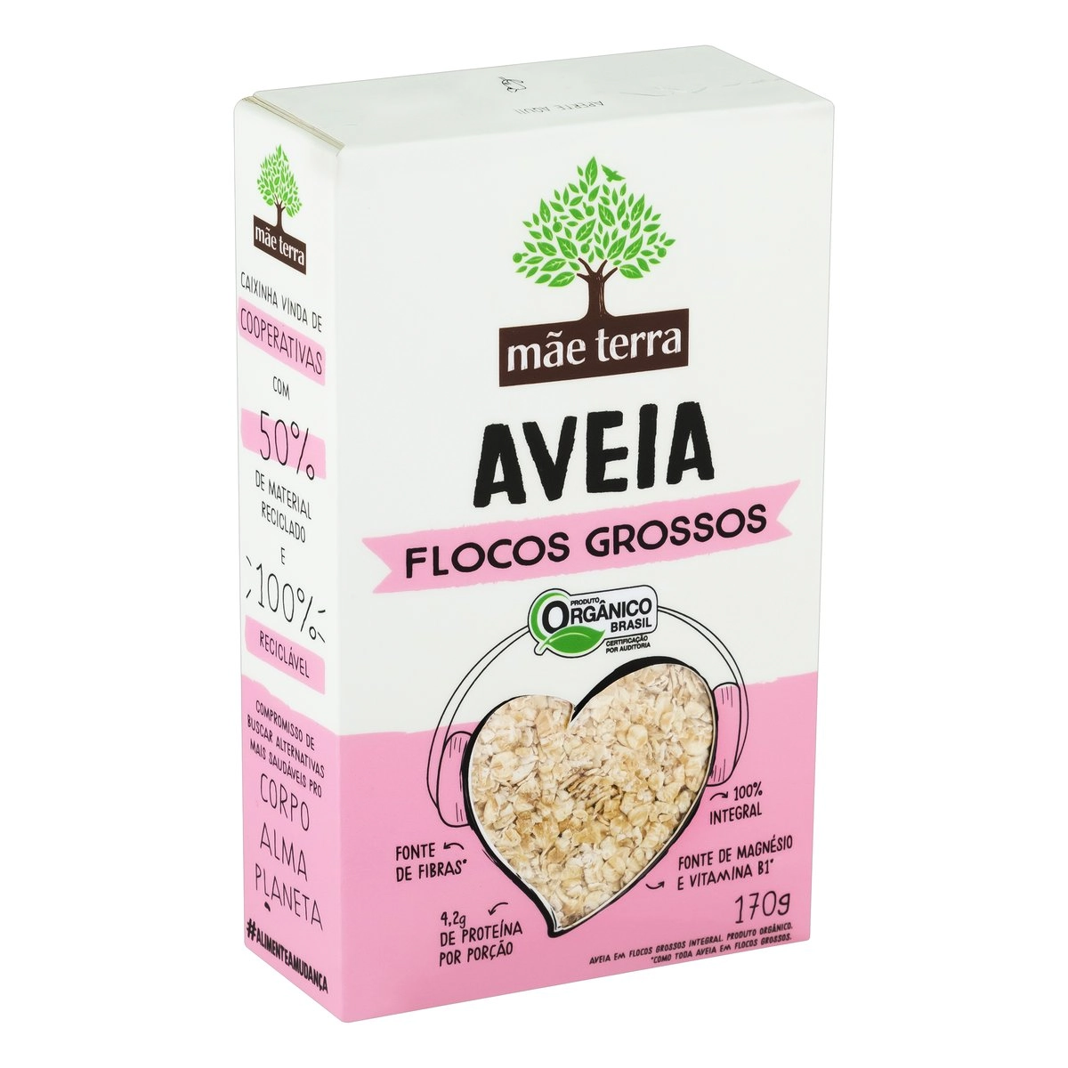 Aveia Orgânica em Flocos Grossos Mãe Terra Caixa 170g
