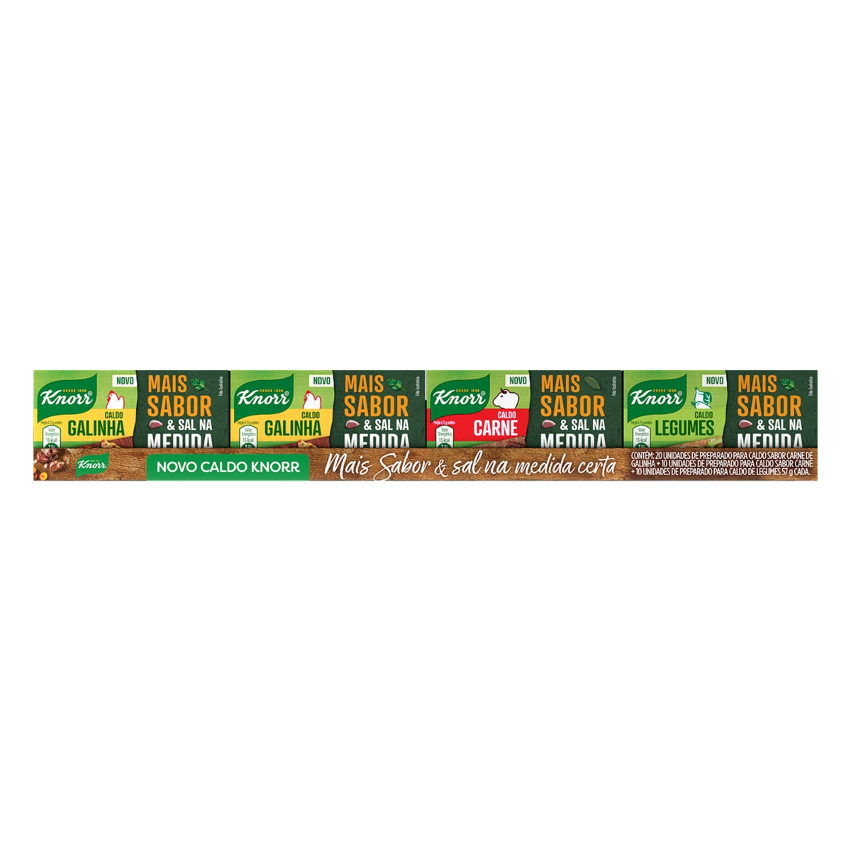 Caldo Tablete 20 Galinha 10 Carne 10 Legumes Knorr Caixa 57g Cada