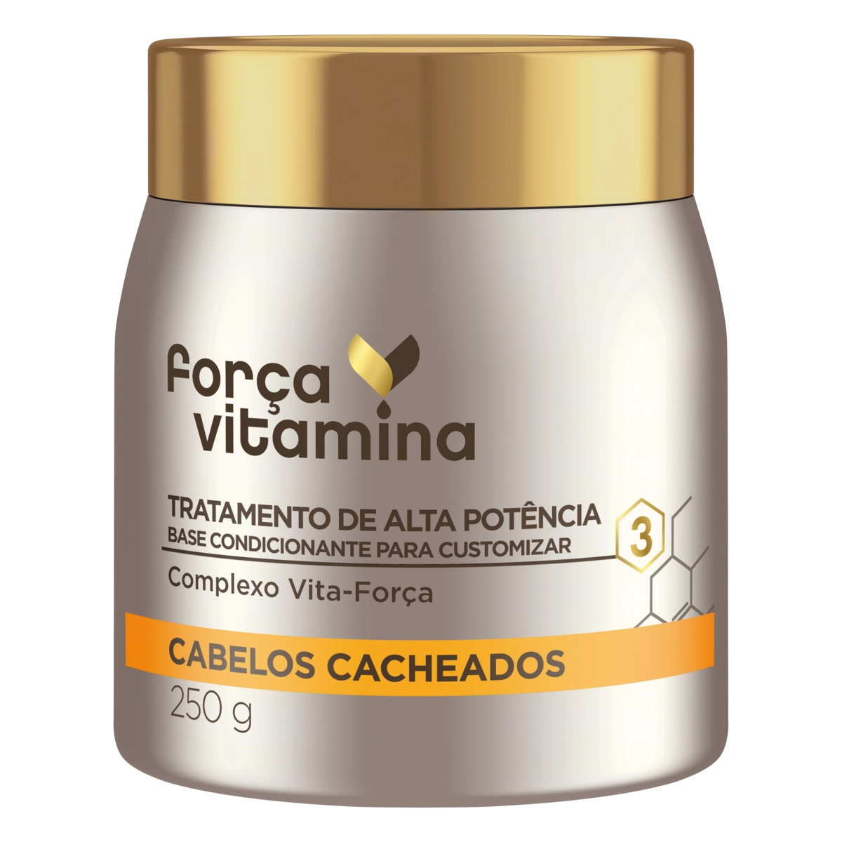 Máscara De Tratamento Cabelo Cacheado Força Vitamina Pote 250g