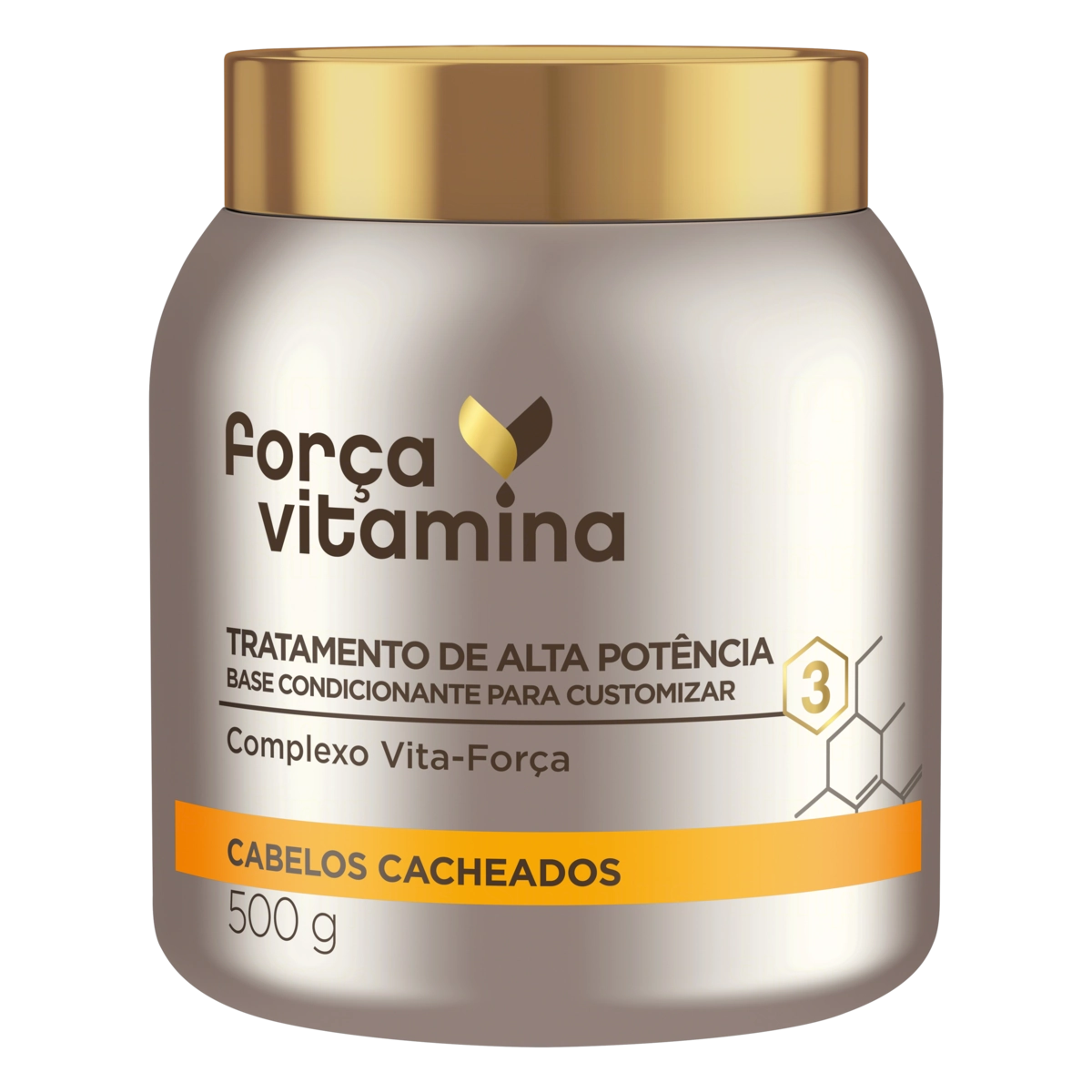 Máscara De Tratamento Cabelo Cacheado Força Vitamina Pote 500g