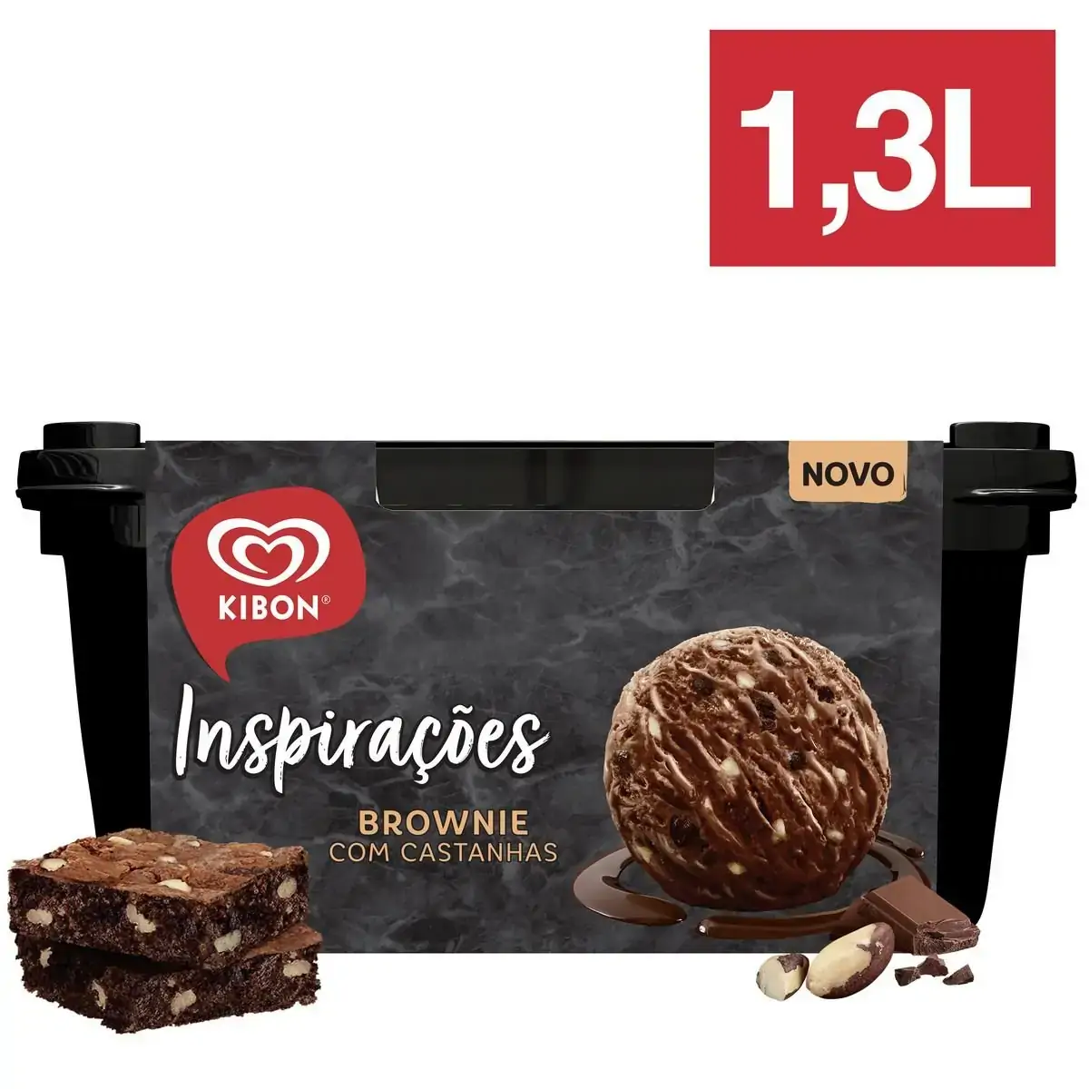 Sorvete Brownie com Castanhas Kibon Inspirações Pote 1,3l