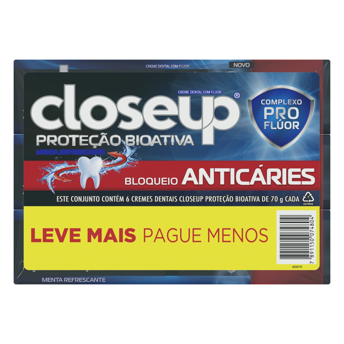 Pack Creme Dental Menta Refrescante Closeup Proteção Bioativa Bloqueio Anticáries Caixa 6 Unidades 7