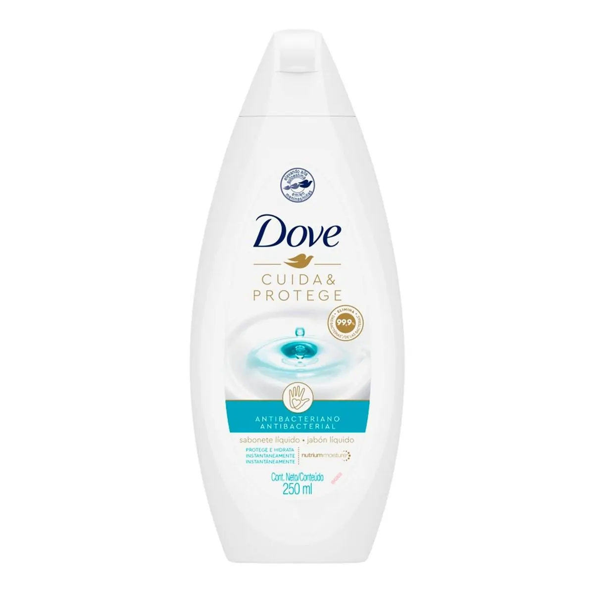 Sabonete Líquido Para as Mãos Dove Antibacteriano Cuida & Protege Elimina até 99,9% das Bactérias 250ml