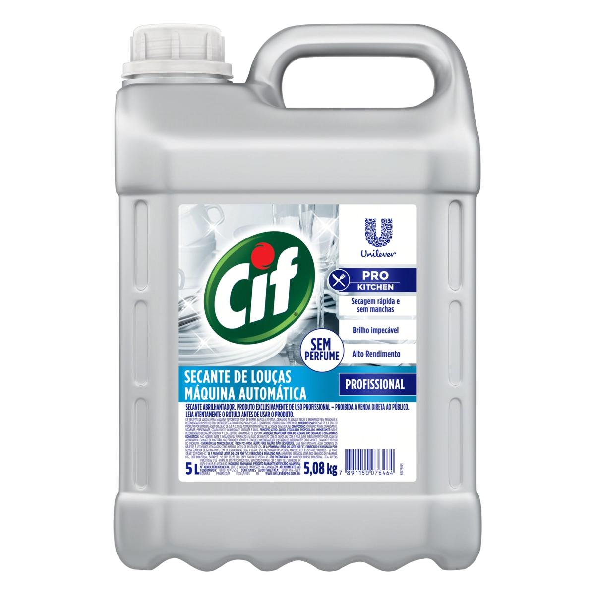 Secante Abrilhantador Para Máquina De Lavar Louças Sem Perfume Cif Pro Kitchen Galão 5l